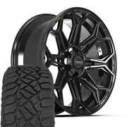 Set(4) 22x9 4P83 Gloss Black - 6x135 &amp; 6x139.7 +12ET with 285/45r22 Sailun TerraMax RT Tires