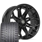 Set(4) 22x10 4P83 Gloss Black - 6x135 &amp; 6x139.7 -18ET with 285/45r22 Goodyear Eagle Sport Tires