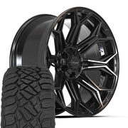 Set(4) 22x10 4P83 Gloss Black - 6x135 &amp; 6x139.7 -18ET with 33x12.50r22 Sailun TerraMax RT Tires