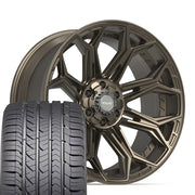 Set(4) 22x10 4P83 Satin Bronze - 6x135 &amp; 6x139.7 -18ET with 285/45r22 Goodyear Eagle Sport Tires