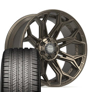 Set(4) 22x10 4P83 Satin Bronze - 6x135 &amp; 6x139.7 -18ET with 285/45r22 Goodyear Eagle Touring Tires