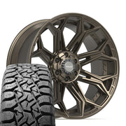 Set(4) 22x10 4P83 Satin Bronze - 6x135 &amp; 6x139.7 -18ET with 33x12.50r22 TBB TS-57 RT Tires