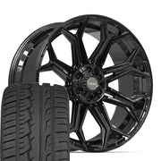 Set(4) 24x10 4P83 Gloss Black - 6x135 &amp; 6x139.7 +18ET with 295/35r24 Ironman iMove GEN 2 Tires
