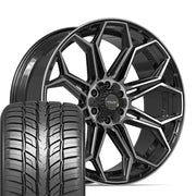 Set(4) 24x10 4P83 Gloss Black Brushed with Tinted Clear - 6x135 &amp; 6x139.7 +18ET with 295/35r24 Sailun Atrezzo SVR LX+ Tires