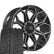 Set(4) 24x10 4P83 Gloss Black Brushed with Tinted Clear - 6x135 &amp; 6x139.7 +18ET with 305/35r24 Ironman iMove GEN 2 Tires