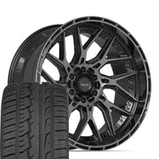 Set(4) 22x10 4PL28 Gloss Black Brushed with Tinted Clear - 6x135 &amp; 6x139.7 -18ET with 285/45r22 Ironman iMove GEN 2 SUV Tires