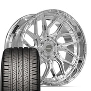 Set(4) 22x10 4PL28 Chrome - 6x135 &amp; 6x139.7 -18ET with 285/45r22 Goodyear Eagle Touring Tires