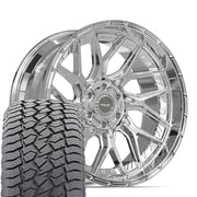 Set(4) 22x10 4PL28 Chrome - 6x135 &amp; 6x139.7 -18ET with 285/45r22 Sailun TerraMax AT2 Tires