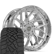 Set(4) 22x10 4PL28 Chrome - 6x135 &amp; 6x139.7 -18ET with 285/45r22 Sailun TerraMax RT Tires