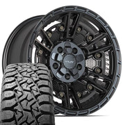 Set(4) 17x9 4PS01 Satin Black - 5x127 &amp; 5x139.7 -6ET with 33x12.50r17 TBB TS-57 RT Tires