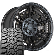 Set(4) 17x9 4PS01 Satin Black - 5x127 &amp; 5x139.7 -6ET with 33x12.50r17 TBB TS-57 RT Tires