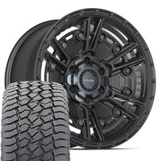 Set(4) 18x9 4PS01 Satin Black - 6x135 &amp; 6x139.7 -6ET with 275/65r18 Sailun TerraMax AT2 Tires