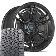 Set(4) 20x9 4PS01 Satin Black - 6x135 &amp; 6x139.7 -6ET with 275/55r20 Sailun TerraMax AT2 Tires