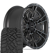 Set(4) 17x9 4PS01 Satin Black - 6x135 &amp; 6x139.7 -6ET with 33x12.50r17 Sailun TerraMax RT Tires