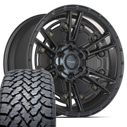 Set(4) 20x9 4PS01 Satin Black - 6x135 &amp; 6x139.7 -6ET with 275/55r20 TBB TS-37 AT Tires