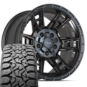 Set(5) 17x9 4PS20 Satin Black - 5x127 &amp; 5x139.7 -6ET with 33x12.50r17 TBB TS-57 RT Tires