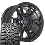 Set(4) 17x9 4PS20 Satin Black - 6x135 &amp; 6x139.7 +18ET with 33x12.50r17 TBB TS-57 RT Tires
