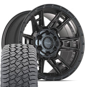 Set(4) 17x9 4PS20 Satin Black - 6x135 &amp; 6x139.7 -6ET with 265/70r17 Sailun TerraMax AT2 Tires