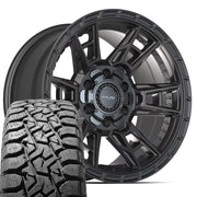 Set(4) 17x9 4PS20 Satin Black - 6x135 &amp; 6x139.7 -6ET with 33x12.50r17 TBB TS-57 RT Tires