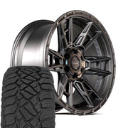 Set(4) 17x9 4PS20 Satin Black - 5x127 &amp; 5x139.7 -6ET with 33x12.50r17 Sailun TerraMax RT Tires