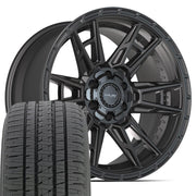 Set(4) 20x9 4PS20 Satin Black - 6x135 &amp; 6x139.7 -6ET with 275/55r20 Bridgestone Dueler Alenza HL Plus Tires
