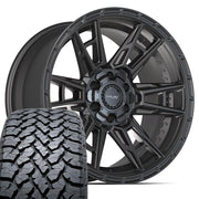 Set(4) 20x9 4PS20 Satin Black - 6x135 &amp; 6x139.7 -6ET with 275/55r20 TBB TS-37 AT Tires