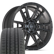 Set(4) 22x10 4PS20 Satin Black - 6x135 &amp; 6x139.7 +24ET with 285/45r22 Bridgestone Dueler Alenza HL Tires