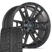 Set(4) 22x10 4PS20 Satin Black - 6x135 &amp; 6x139.7 +24ET with 285/45r22 Ironman iMove GEN 2 SUV Tires