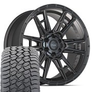 Set(4) 22x10 4PS20 Satin Black - 6x135 &amp; 6x139.7 +24ET with 285/45r22 Sailun TerraMax AT2 Tires
