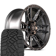 Set(4) 22x10 4PS20 Satin Black - 6x135 &amp; 6x139.7 +24ET with 285/45r22 Sailun TerraMax RT Tires