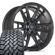 Set(4) 22x10 4PS20 Satin Black - 6x135 &amp; 6x139.7 +24ET with 285/45r22 TBB TS-37 AT Tires