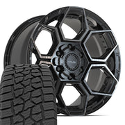 Set(4) 18x9 4PS26 Gloss Black Brushed with Tinted Clear - 6x135 &amp; 6x139.7 +18ET with 275/65r18 Ironman All Country AT-X Tires