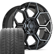 Set(4) 20x9 4PS26 Gloss Black Brushed with Tinted Clear - 6x135 &amp; 6x139.7 +18ET with 275/55r20 Goodyear Eagle LS2 Tires