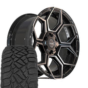 Set(4) 20x9 4PS26 Gloss Black Brushed with Tinted Clear - 6x135 &amp; 6x139.7 +18ET with 275/55r20 Sailun TerraMax RT Tires