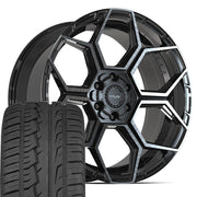 Set(4) 22x10 4PS26 Gloss Black Brushed with Tinted Clear - 6x135 &amp; 6x139.7 +24ET with 285/45r22 Ironman iMove GEN 2 SUV Tires