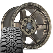 Set(5) 17x9 4PS63 Satin Bronze - 5x127 &amp; 5x139.7 -6ET with 33x12.50r17 TBB TS-57 RT Tires