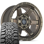 Set(4) 17x9 4PS63 Satin Bronze - 6x135 &amp; 6x139.7 -6ET with 33x12.50r17 TBB TS-57 RT Tires