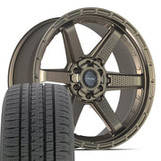 Set(4) 22x9 4PS63 Satin Bronze - 6x135 &amp; 6x139.7 -6ET with 285/45r22 Bridgestone Dueler Alenza HL Tires