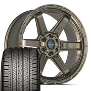 Set(4) 22x9 4PS63 Satin Bronze - 6x135 &amp; 6x139.7 -6ET with 285/45r22 Goodyear Eagle Touring Tires