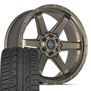 Set(4) 22x9 4PS63 Satin Bronze - 6x135 &amp; 6x139.7 -6ET with 285/45r22 Ironman iMove GEN 2 SUV Tires