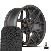 Set(4) 20x9 4P06 Satin Black - 6x135 &amp; 6x139.7 +0ET with 275/55r20 Sailun TerraMax RT Tires &amp; TPMS