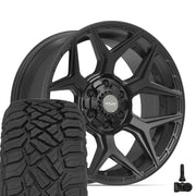 Set(4) 20x9 4P06 Satin Black - 6x135 &amp; 6x139.7 +0ET with 275/55r20 Sailun TerraMax RT Tires &amp; TPMS