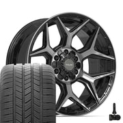 Set(4) 20x9 4P06 Gloss Black Brushed with Tinted Clear - 6x135 &amp; 6x139.7 +0ET with 275/55r20 Goodyear Eagle LS2 Tires &amp; TPMS