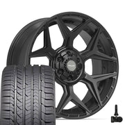 Set(4) 22x9 4P06 Satin Black - 6x135 &amp; 6x139.7 +12ET with 285/45r22 Goodyear Eagle Sport Tires &amp; TPMS
