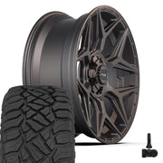 Set(4) 22x9 4P06 Satin Black - 6x135 &amp; 6x139.7 +12ET with 285/45r22 Sailun TerraMax RT Tires &amp; TPMS