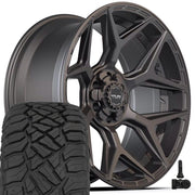 Set(4) 22x10 4P06 Satin Black - 6x135 &amp; 6x139.7 -18ET with 33x12.50r22 Sailun TerraMax RT Tires &amp; TPMS