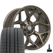 Set(4) 22x10 4P06 Satin Bronze - 6x135 &amp; 6x139.7 -18ET with 285/45r22 Bridgestone Dueler Alenza HL Tires &amp; TPMS