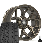 Set(4) 22x10 4P06 Satin Bronze - 6x135 &amp; 6x139.7 -18ET with 285/45r22 Ironman iMove GEN 2 SUV Tires &amp; TPMS
