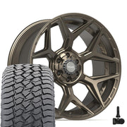 Set(4) 22x10 4P06 Satin Bronze - 6x135 &amp; 6x139.7 -18ET with 285/45r22 Sailun TerraMax AT2 Tires &amp; TPMS