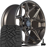 Set(4) 22x10 4P06 Satin Bronze - 6x135 &amp; 6x139.7 -18ET with 285/45r22 Sailun TerraMax RT Tires &amp; TPMS